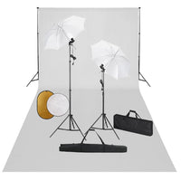 Kit professionale per studio fotografico con lampade per fondale e riflettore bianco 02_0001461