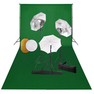 Kit professionale per studio fotografico con lampade per fondale e riflettore verde 02_0001468