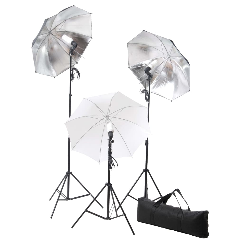 Kit Studio Fotografico con Luci Ombrelli Fondale e Riflettore 3067094