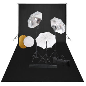 Kit professionale per studio fotografico con lampade per fondale e riflettore nero 02_0001469