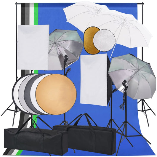 Kit professionale per studio fotografico Softbox 5 fondali e riflettore 02_0001516