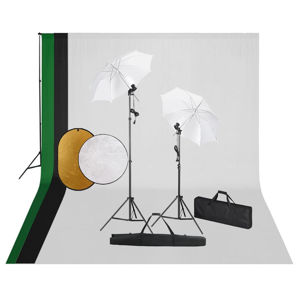 Kit studio fotografico professionale con lampade 3 fondali e riflettore 02_0001478