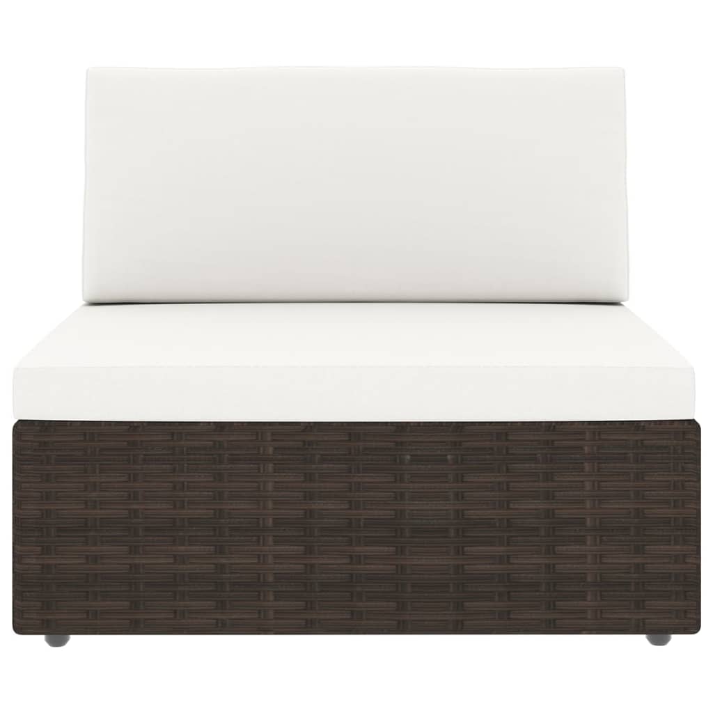 Set di mobili da giardino mobili da esterno 9 pezzi con cuscini in resina marrone e vimini 02_0018056