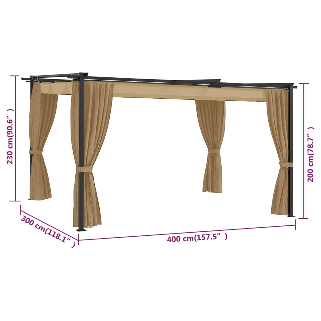 Gazebo 4x3 m Grigio Talpa 3067230