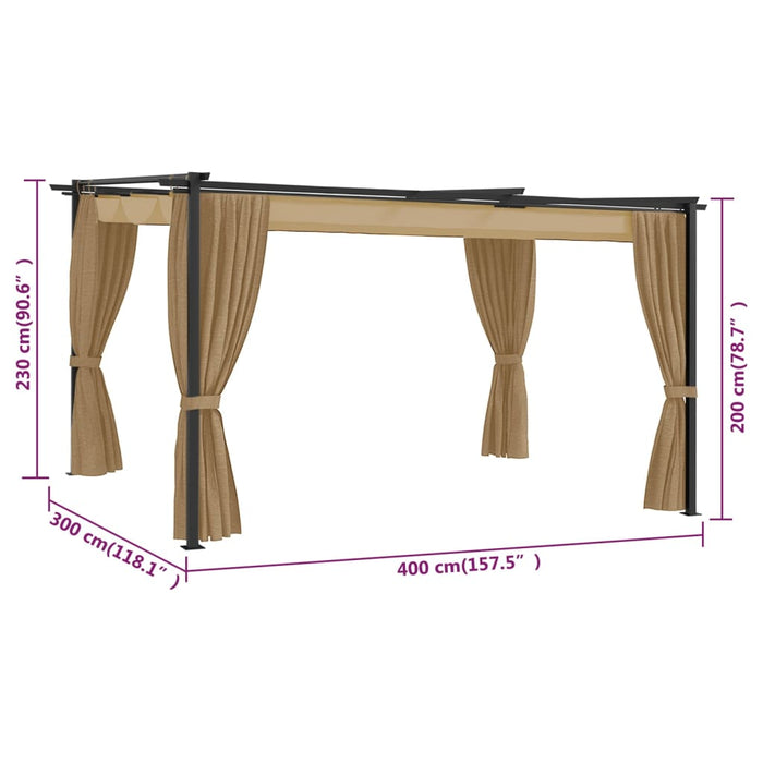 Gazebo 4x3 m Grigio Talpa 3067230
