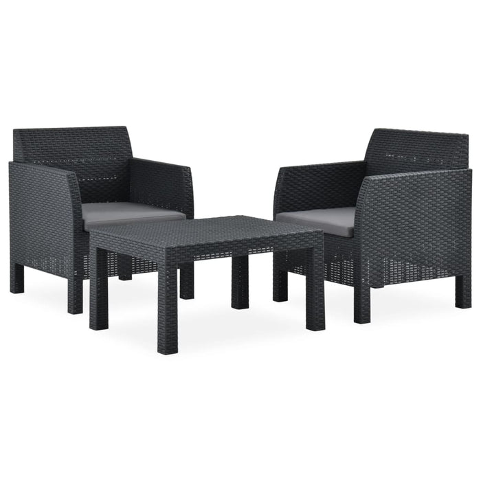 Set Divani da Giardino 3 pz con Cuscini in Rattan PP Antracite 3067233