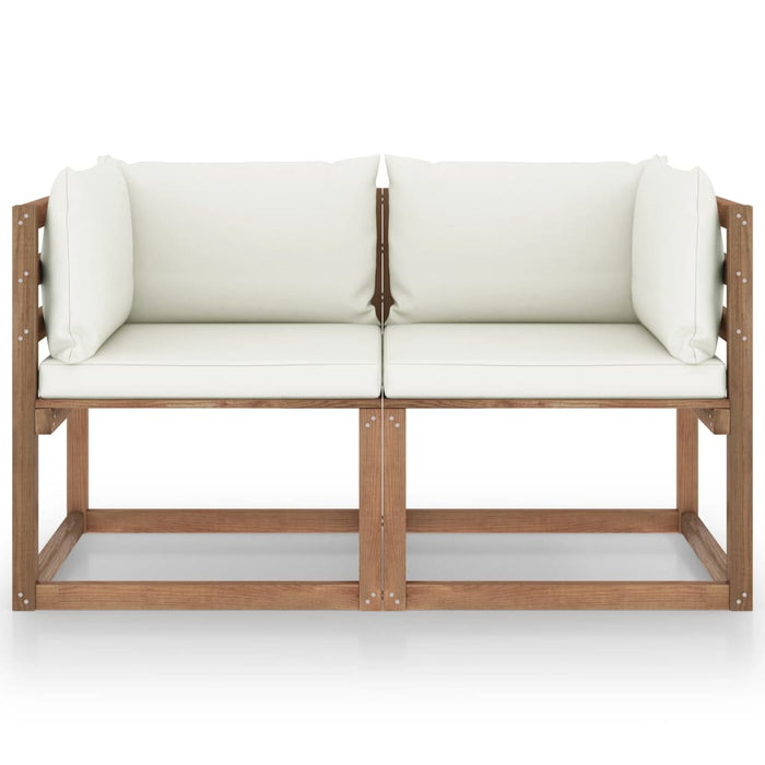 Divano a 2 Posti su Pallet e Cuscini Bianco Crema Massello Pino cod mxl 52468