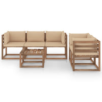 Set Divani da Giardino 6 pz con Cuscini Beige cod mxl 38140