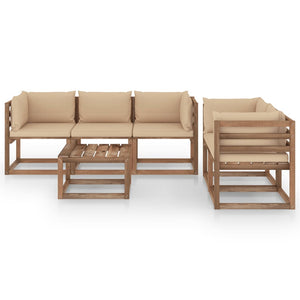 Set Divani da Giardino 6 pz con Cuscini Beige cod mxl 38140