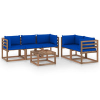 Set Divani da Giardino 6 pz con Cuscini Blu cod mxl 40704
