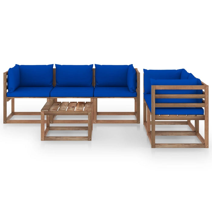 Set Divani da Giardino 6 pz con Cuscini Blu cod mxl 40704