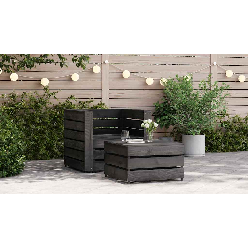 Set Divani da Giardino su Pallet 2 pz in Pino Impregnato Grigio cod mxl 57214
