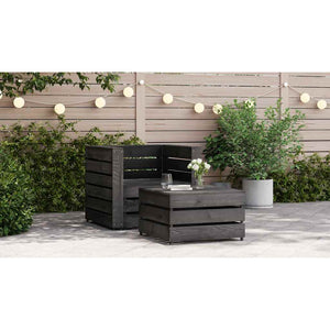Set Divani da Giardino su Pallet 2 pz in Pino Impregnato Grigio cod mxl 57214