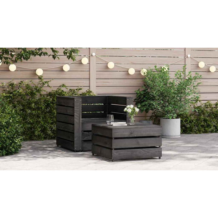 Set Divani da Giardino su Pallet 2 pz in Pino Impregnato Grigio cod mxl 57214