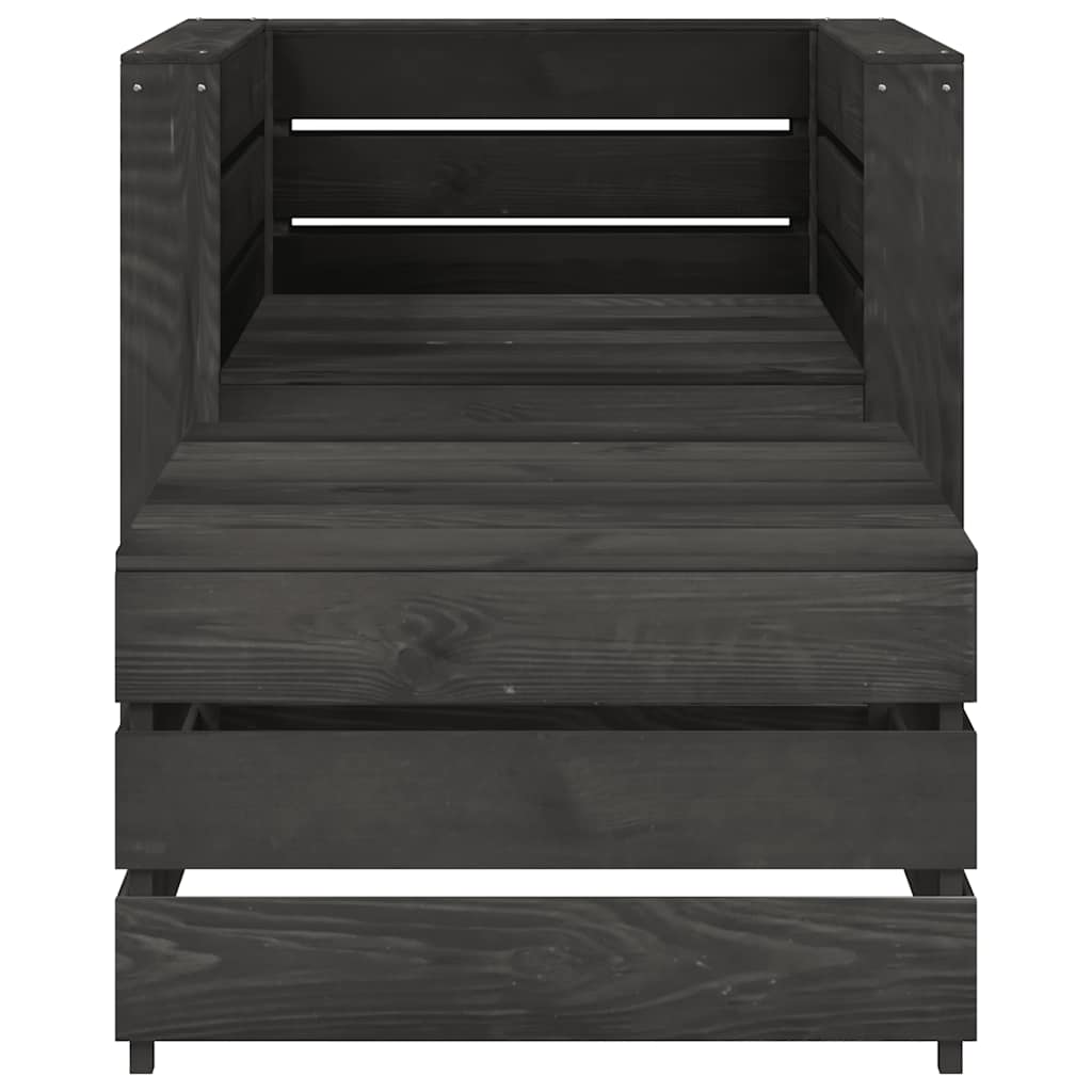 Set Divani da Giardino su Pallet 2 pz in Pino Impregnato Grigio cod mxl 57214