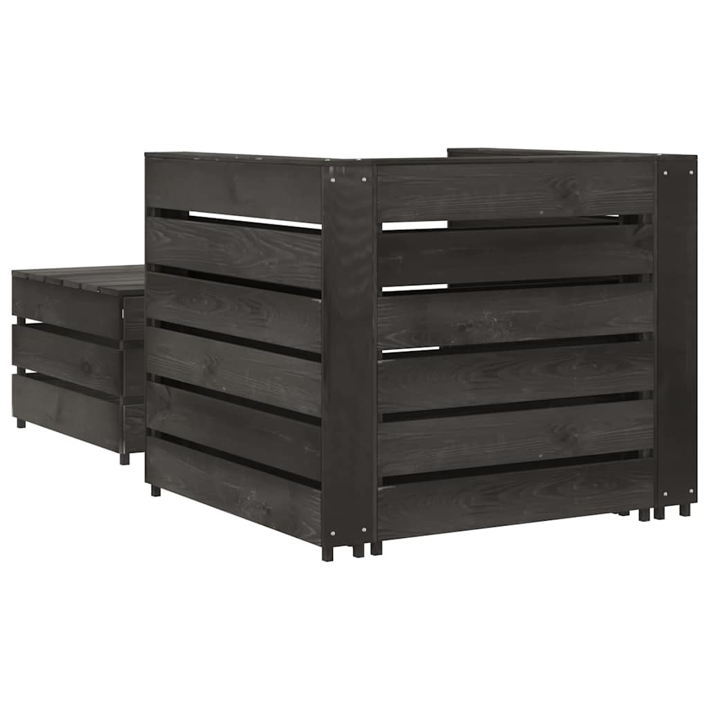 Set Divani da Giardino su Pallet 2 pz in Pino Impregnato Grigio cod mxl 57214