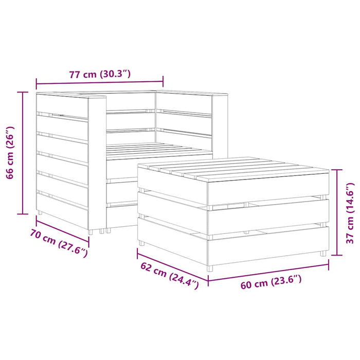 Set Divani da Giardino su Pallet 2 pz in Pino Impregnato Grigio cod mxl 57214