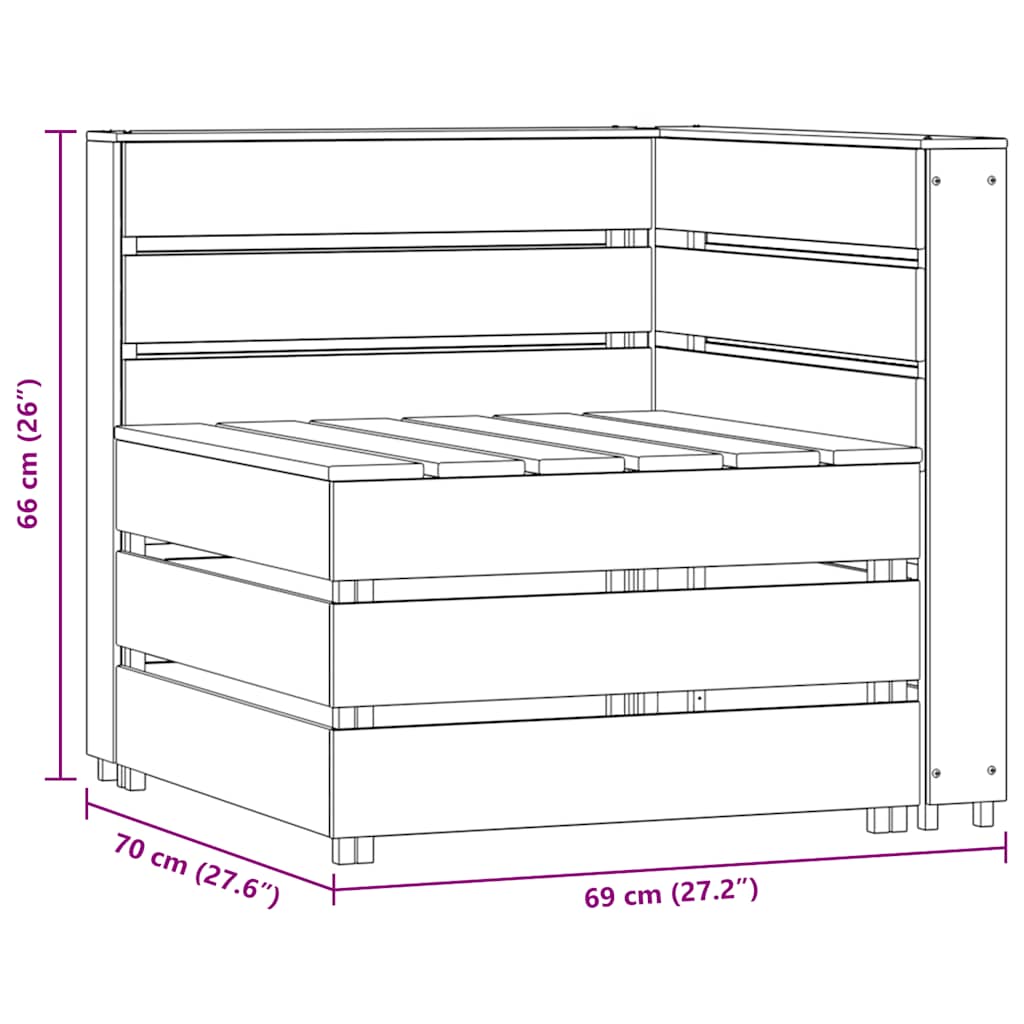 vidaXL Divano Angolare da Giardino su Pallet Legno di Pino Impregnato