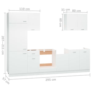 Set Armadi da Cucina 7 pz Bianco in Truciolato