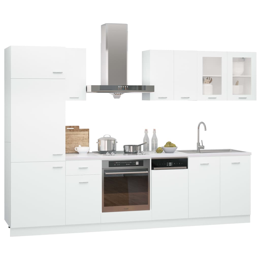 Set Armadi da Cucina 8 pz Lyon Bianco in Truciolato 3067639