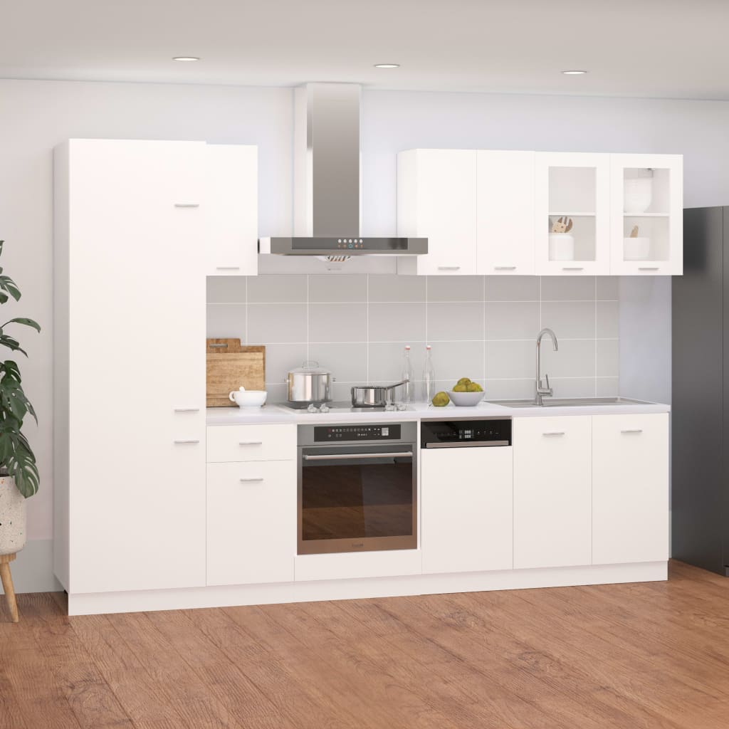 Set Armadi da Cucina 8 pz Lyon Bianco in Truciolato 3067639