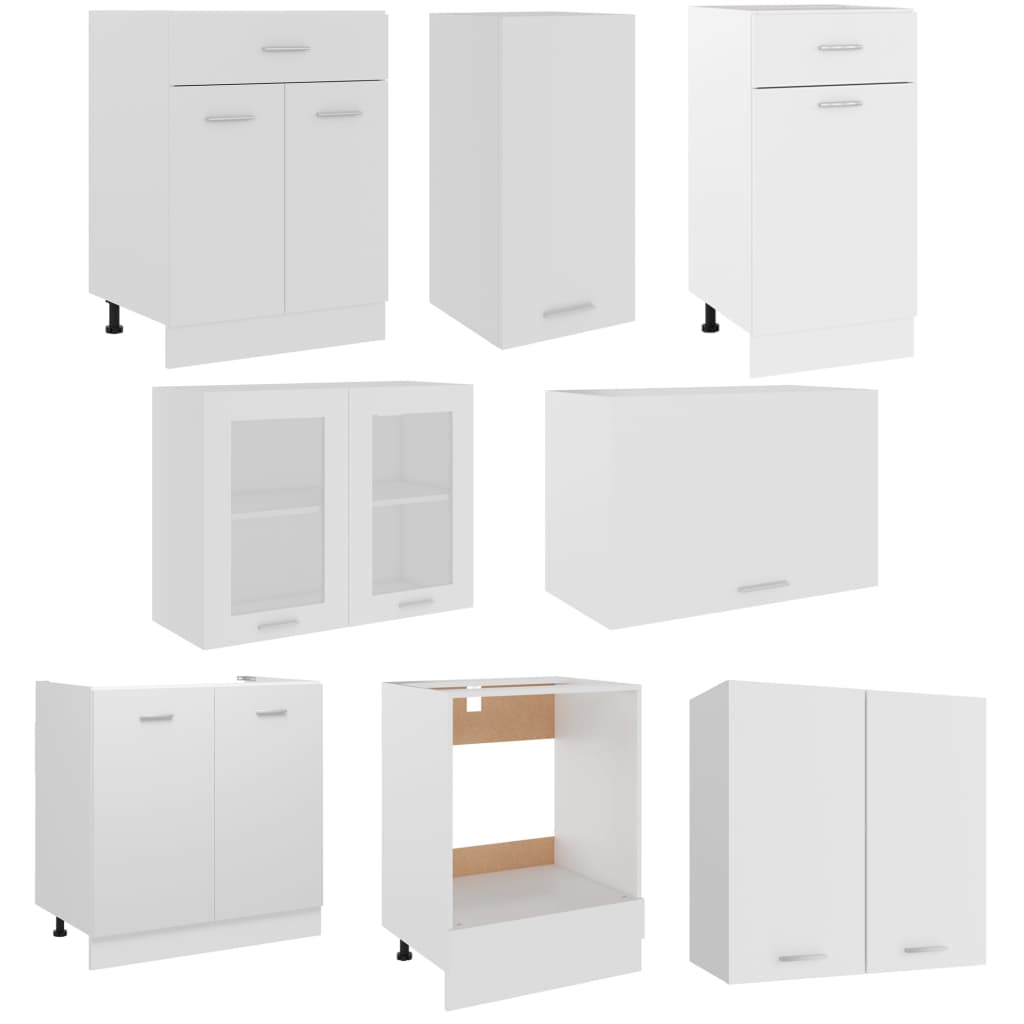 Set Armadi da Cucina 8 pz Lyon Bianco in Legno Multistrato 3067647