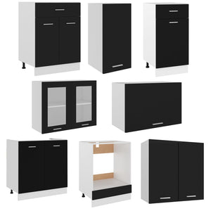 Set Armadi da Cucina 8 pz Nero in Truciolato 3067648