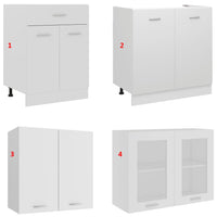 Set Armadi da Cucina 4 pz-Set di 4 Armadio da cucina Lyon Bianco in Truciolato