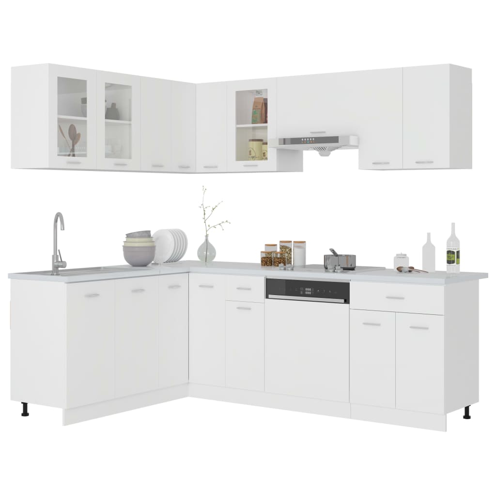 Set Armadi da Cucina 11 pz Lyon Bianco in Truciolato 3067663