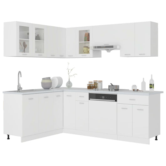 Set Armadi da Cucina 11 pz Lyon Bianco in Truciolato 3067663