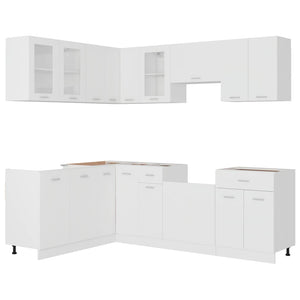 Set Armadi da Cucina 11 pz Lyon Bianco in Truciolato 3067663