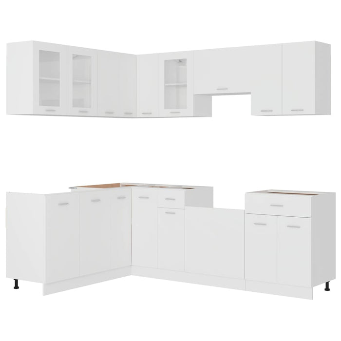 Set Armadi da Cucina 11 pz Lyon Bianco in Truciolato 3067663