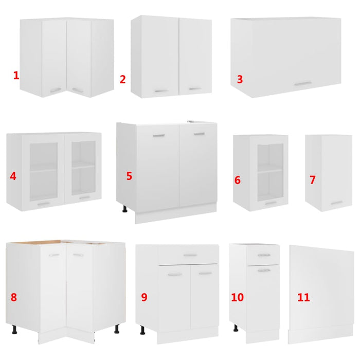 Set Armadi da Cucina 11 pz Lyon Bianco in Truciolato 3067663