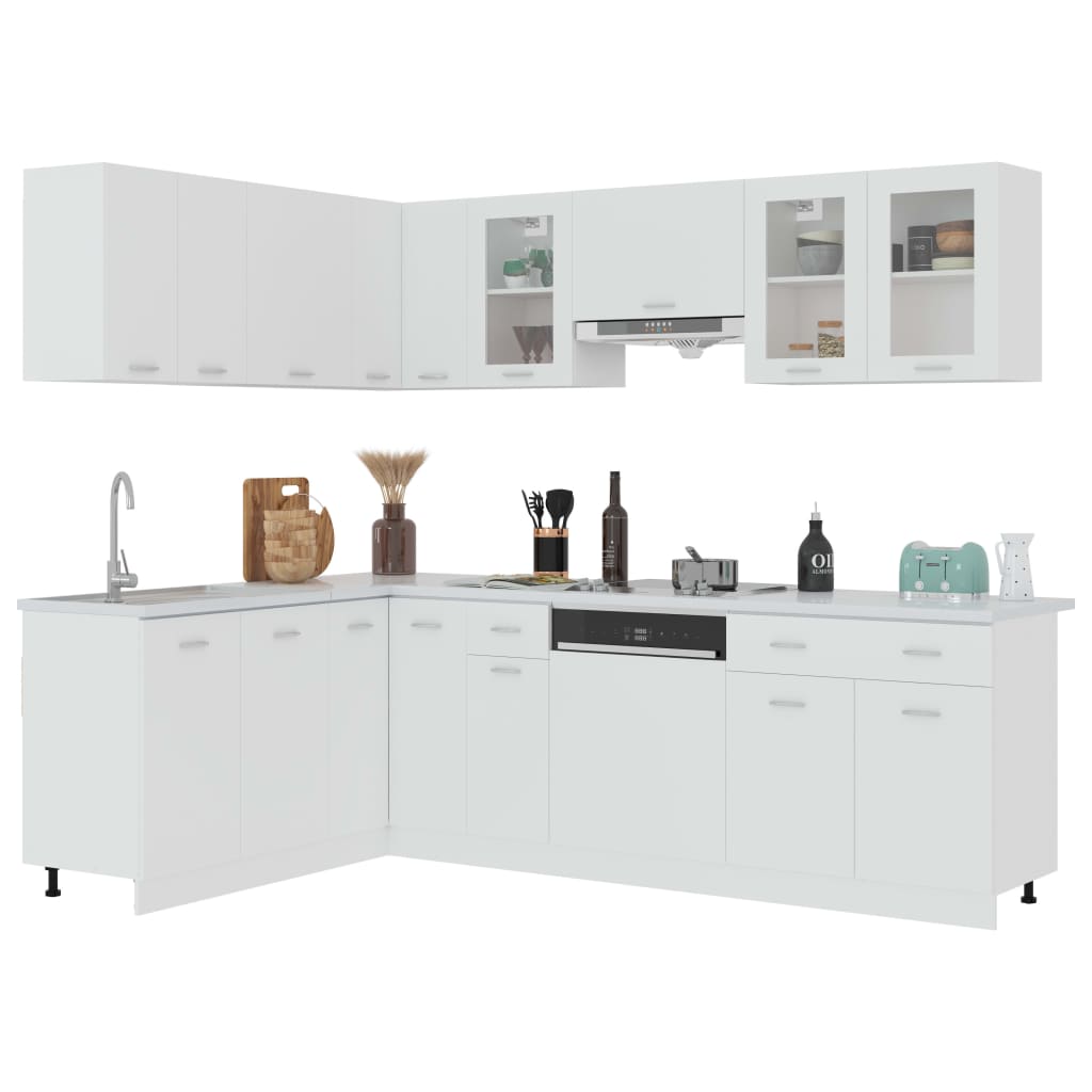 Set Armadi da Cucina 11 pz Lyon Bianco in Truciolato 3067664