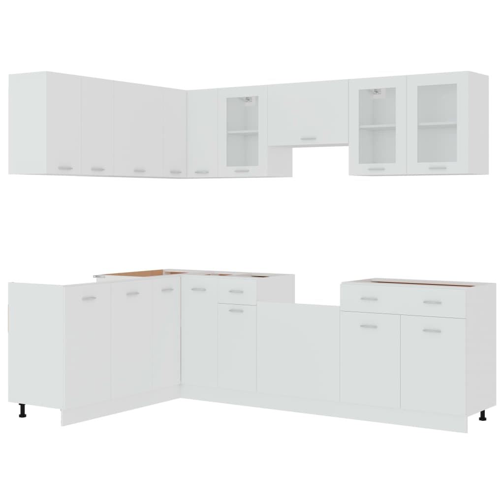 Set Armadi da Cucina 11 pz Lyon Bianco in Truciolato 3067664