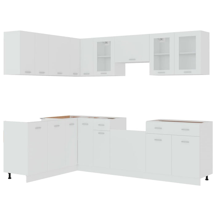Set Armadi da Cucina 11 pz Lyon Bianco in Truciolato 3067664