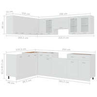 Set Armadi da Cucina 11 pz Lyon Bianco in Truciolato 3067664