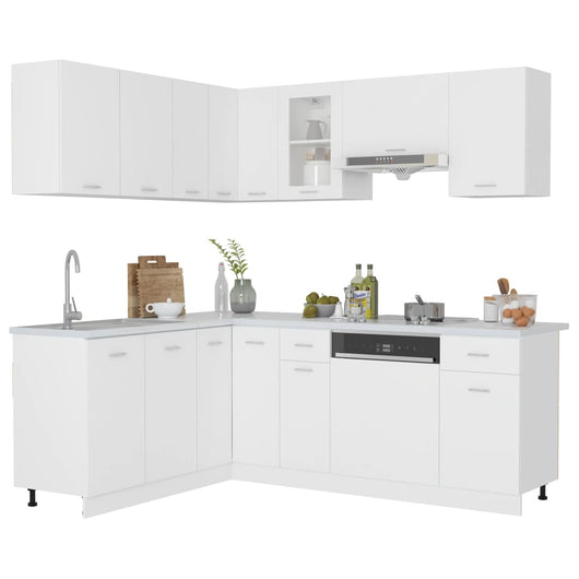 Set Armadi da Cucina 11 pz Lyon Bianco in Truciolato 3067665