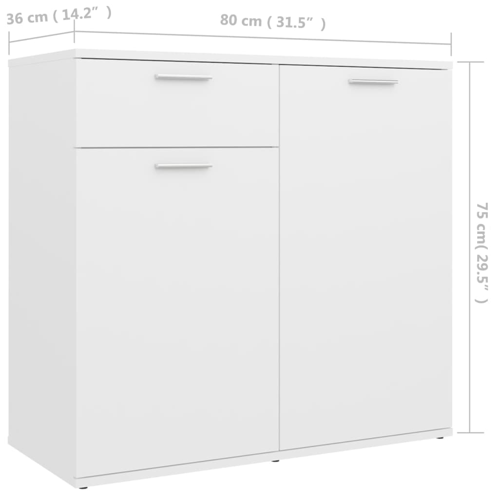 Credenza Bianca 80x36x75 cm in Legno Multistrato 805770