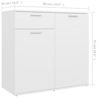 Credenza Bianca 80x36x75 cm in Legno Multistrato 805770
