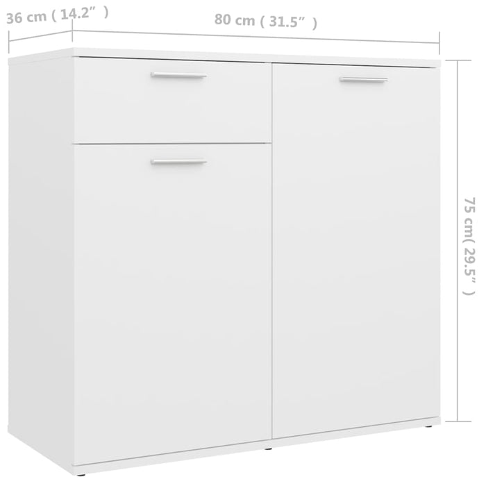 Credenza Bianca 80x36x75 cm in Legno Multistrato 805770