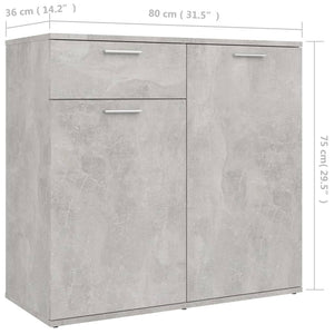 Credenza Grigio Cemento 80x36x75 cm in Legno Multistrato 805774