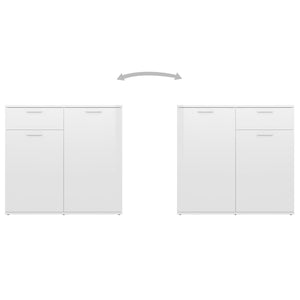 Credenza Bianco Lucido 80x36x75 cm in Truciolato