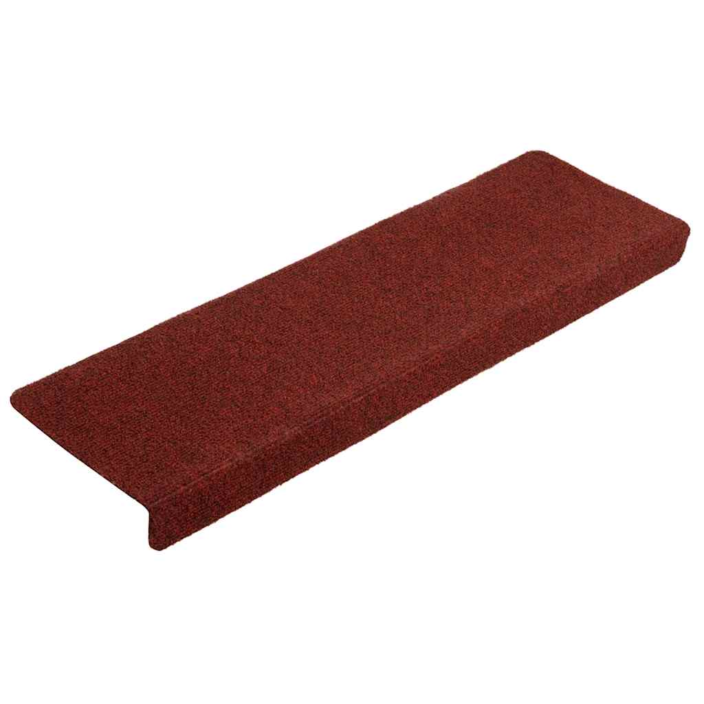 Tappetini per scale autoadesivi 5 pz 65x21x4 cm Bordeaux Rosso Bordo rettangolare 149730