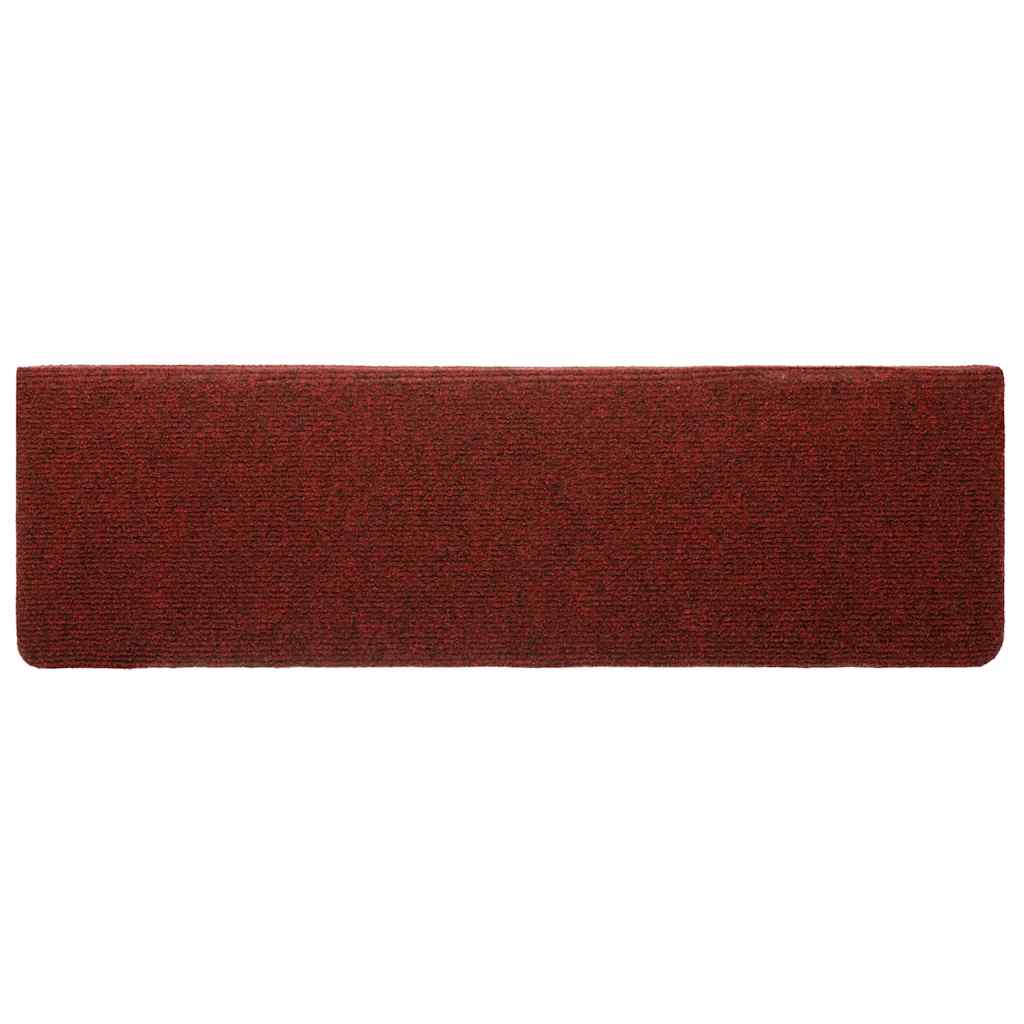 Tappetini per scale autoadesivi 5 pz 65x21x4 cm Bordeaux Rosso Bordo rettangolare 149730