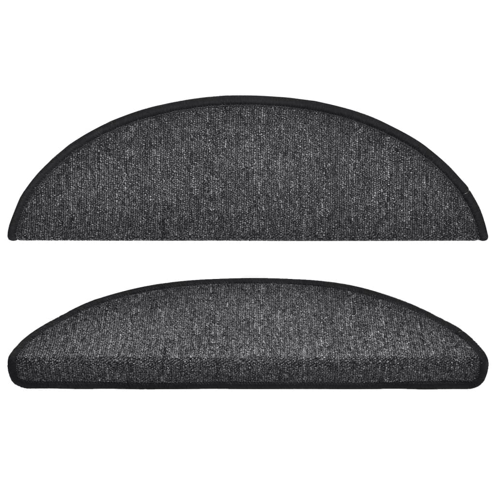 Tappetini per scale 10 pz 56x17x3 cm Antracite Semicircolari 149735