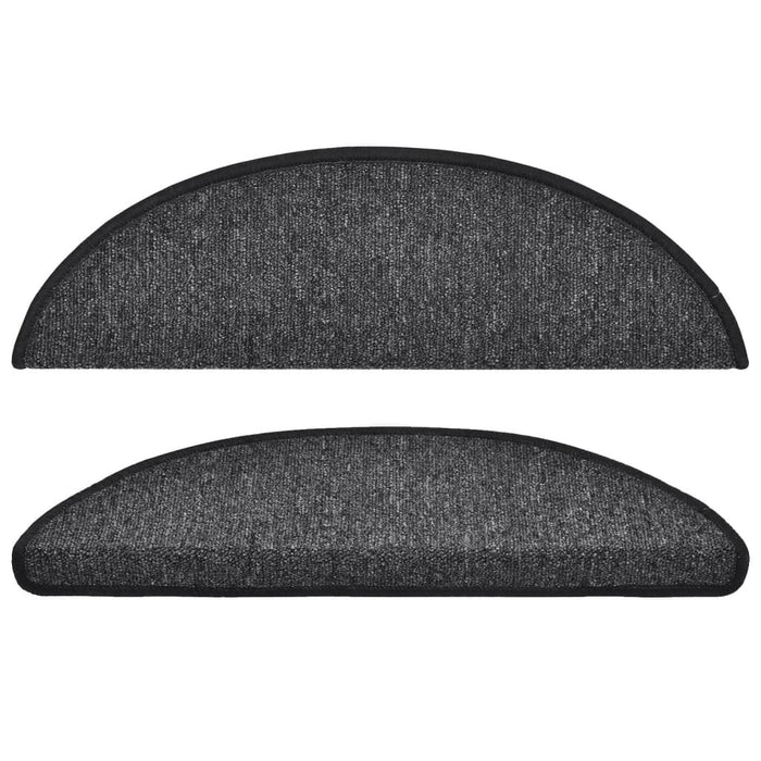Tappetini per scale 10 pz 56x17x3 cm Antracite Semicircolari 149735