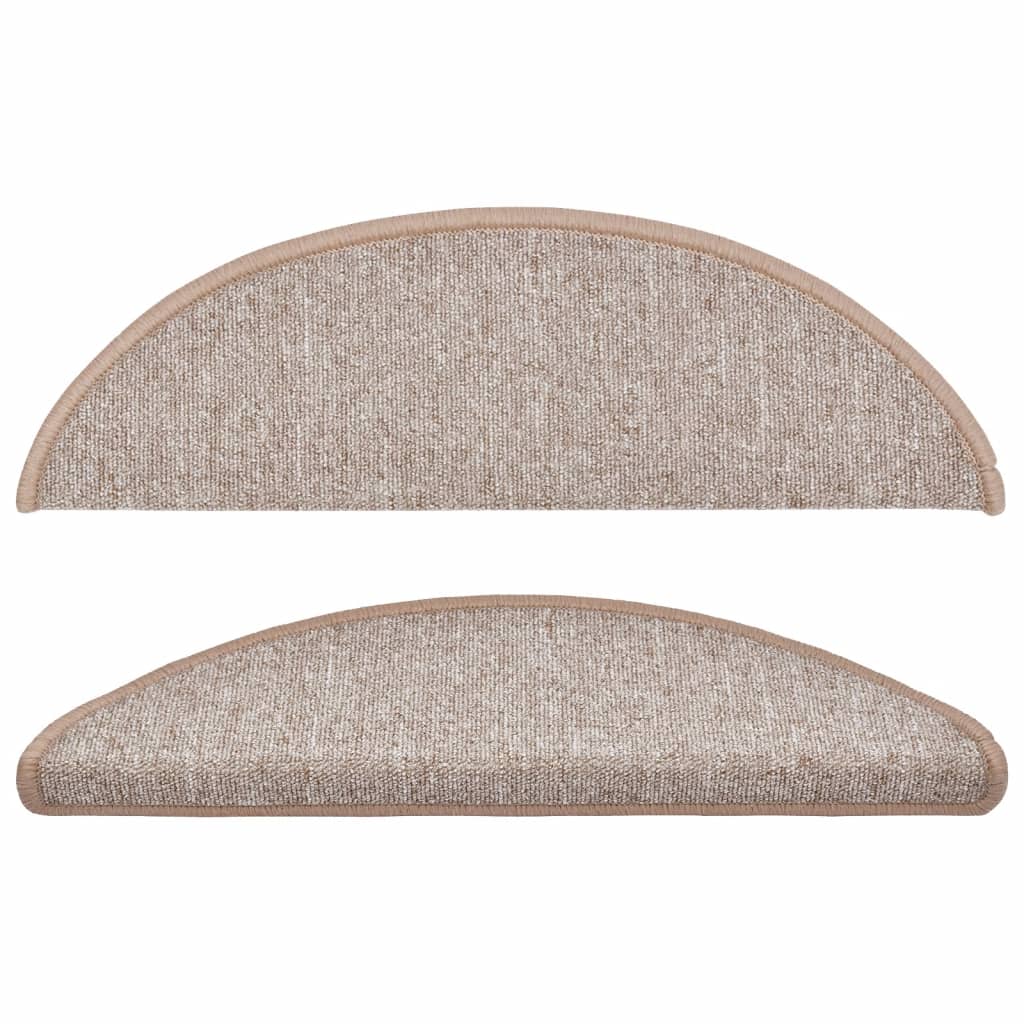 Tappetini per scale 10 pz 56x17x3 cm Marrone chiaro Semicircolari 149739