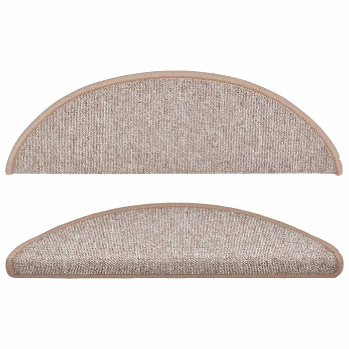 Tappetini per scale 10 pz 56x17x3 cm Marrone chiaro Semicircolari 149739