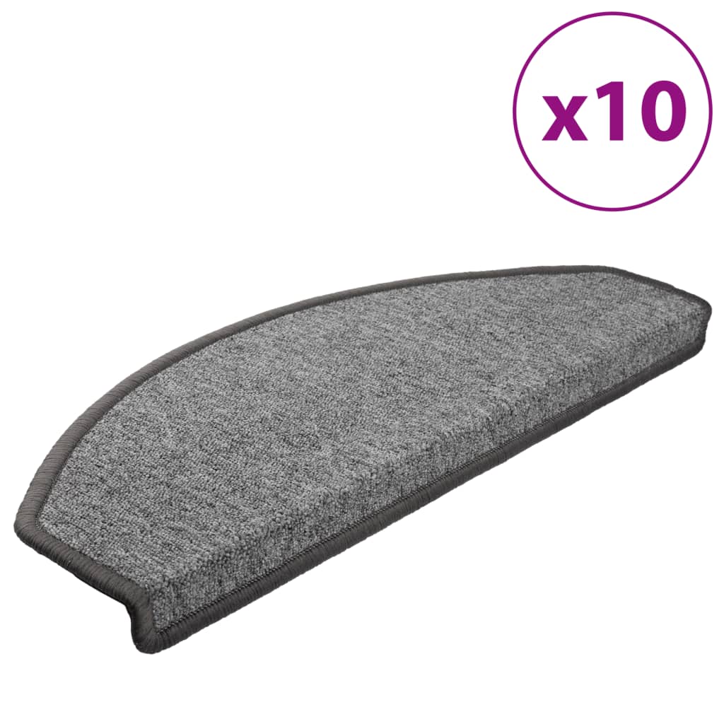 vidaXL Tappetini per scale 10 pz 65x24x4 cm Grigio scuro Semicircolari Grandi